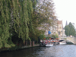 The west side of the Nepomucenusbrug bridge over the Dijver canal, viewed from the tour boat