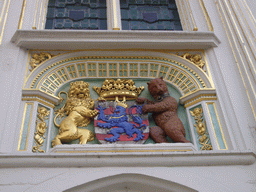 Coat of arms at the facade of the Palace of the Liberty of Bruges at the Burg square