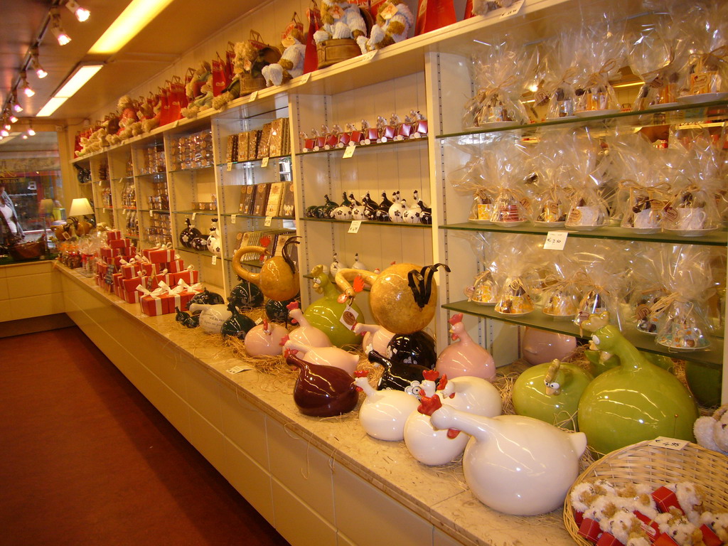 Chocolate souvenirs in a shop in the city center