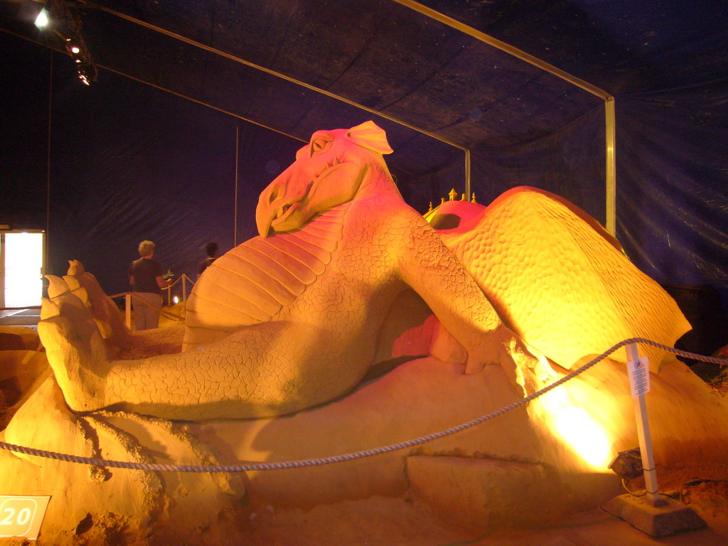 Sand sculpture of a dragon, at the Sand Sculpture Festival at the Stationspark