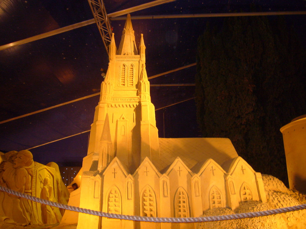 Sand sculpture of the Holy Maria Magdalena and Holy Catharina Church, at the Sand Sculpture Festival at the Stationspark
