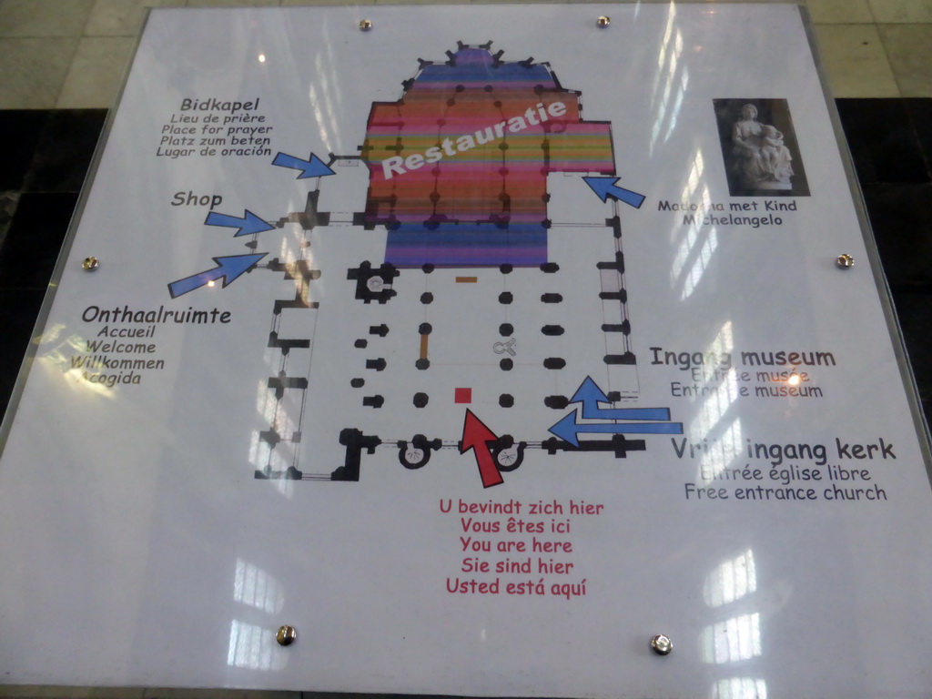 Map of the Church of Our Lady, showing the parts of the church that are being restored