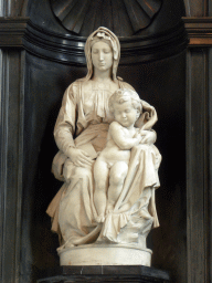 The sculpture `Madonna and Child` by Michelangelo, at the southeast chapel of the Church of Our Lady