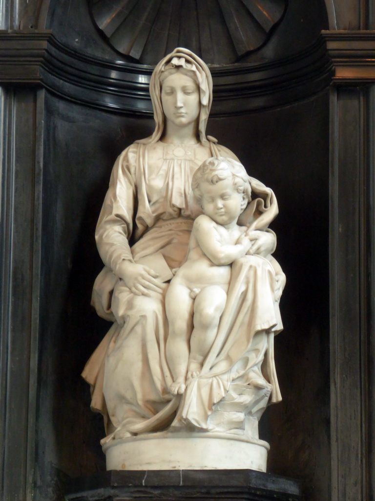The sculpture `Madonna and Child` by Michelangelo, at the southeast chapel of the Church of Our Lady
