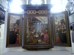 Triptych `Adoration of the shepherds` by Pieter Pourbus, in the southern aisle of the Church of Our Lady