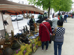 Miaomiao and her parents at a market stall at the Dijver park