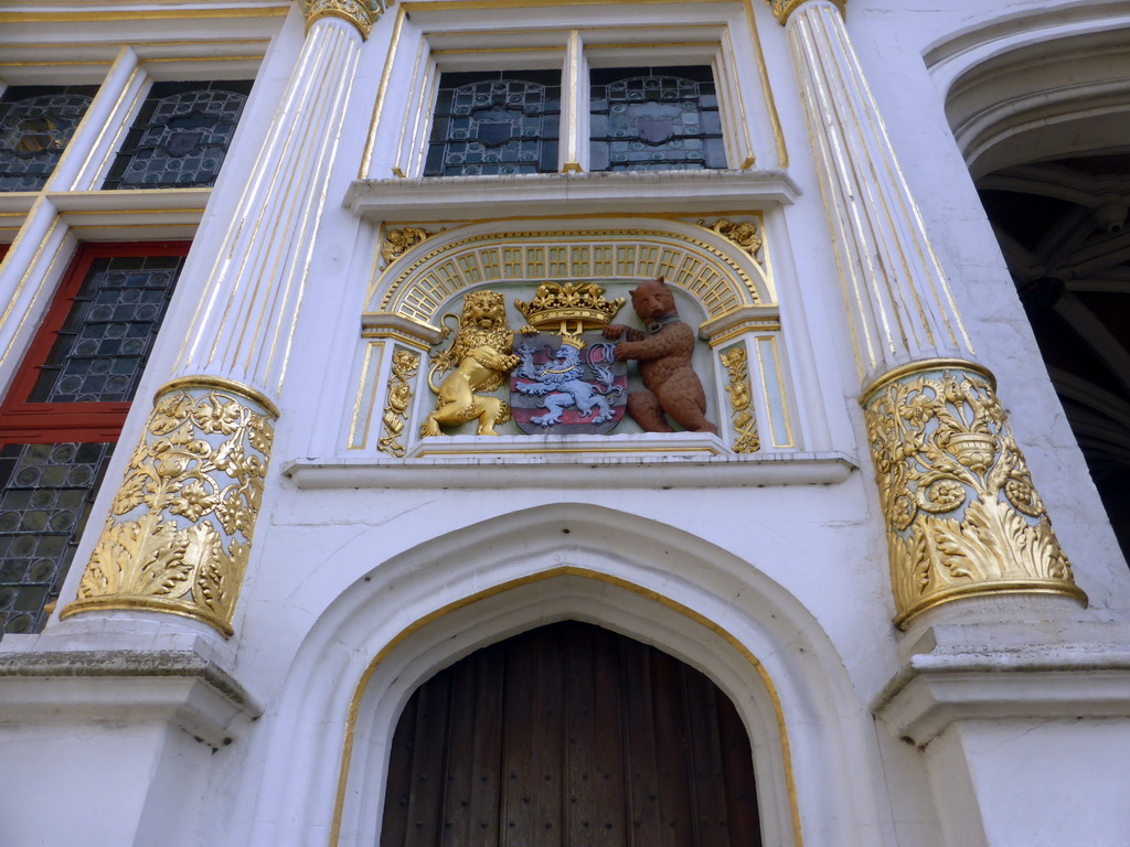 Coat-of-arms at the facade of the Palace of the Liberty of Bruges at the Burg square