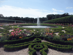 Fountains and flowers in the gardens of the Augustusburg Palace