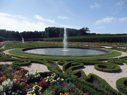 Fountains and flowers in the gardens of the Augustusburg Palace