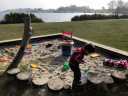 Max in the sandpit at the back side of the Paviljoen Meerzicht restaurant