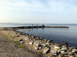 People catching crabs on a pier at the northwest side of the Grevelingendam