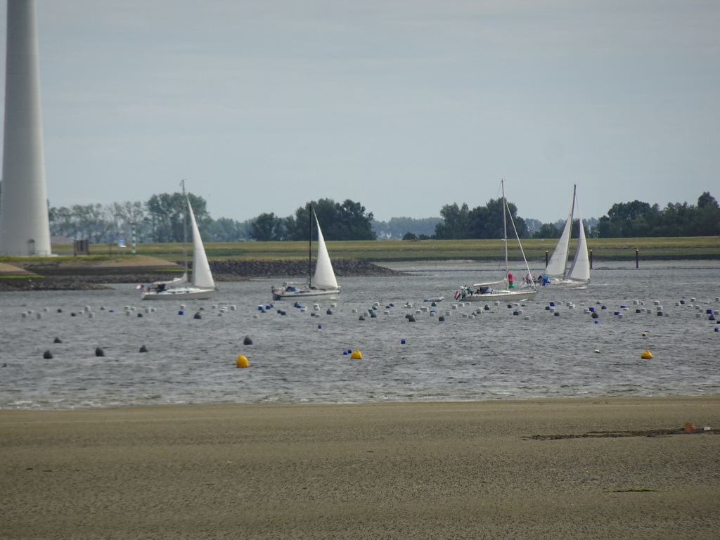 Boats on the Krammer lake, viewed from the southeast side of the Grevelingendam