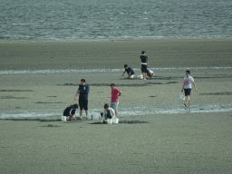 People looking for seashells at the beach at the south side of the Grevelingendam
