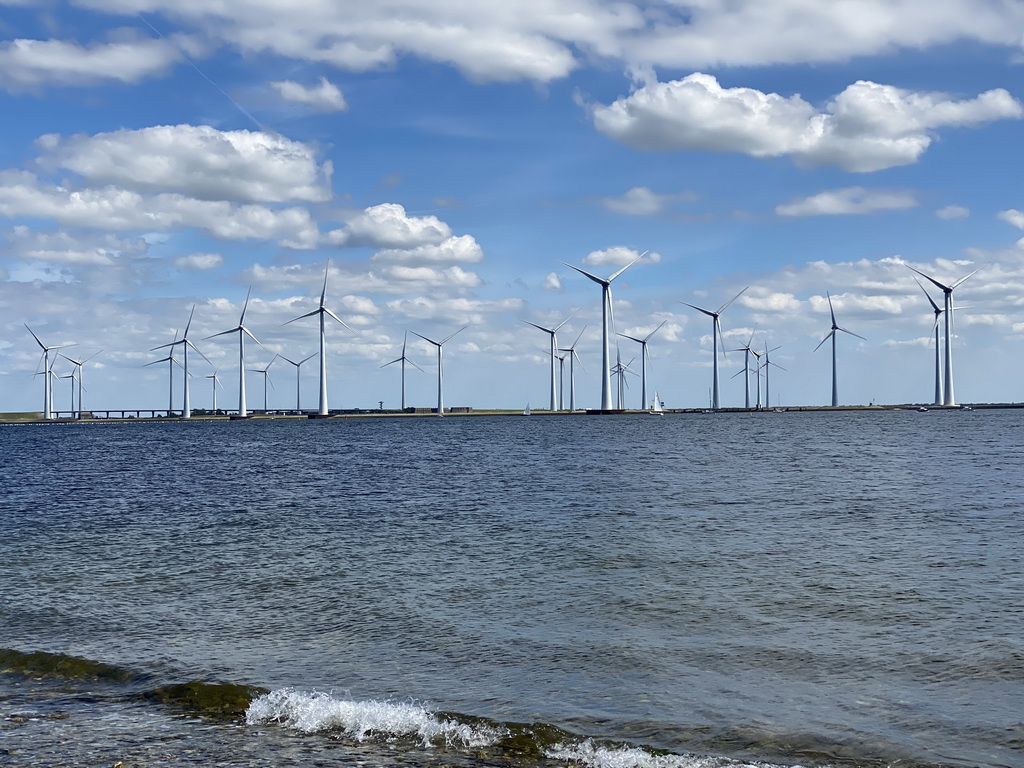 Windmills and the Krammer lake, viewed from the pier at the south side of the Grevelingendam