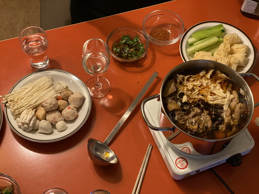 Hotpot in the living room at the ground floor of our apartment at Holiday Park AquaDelta