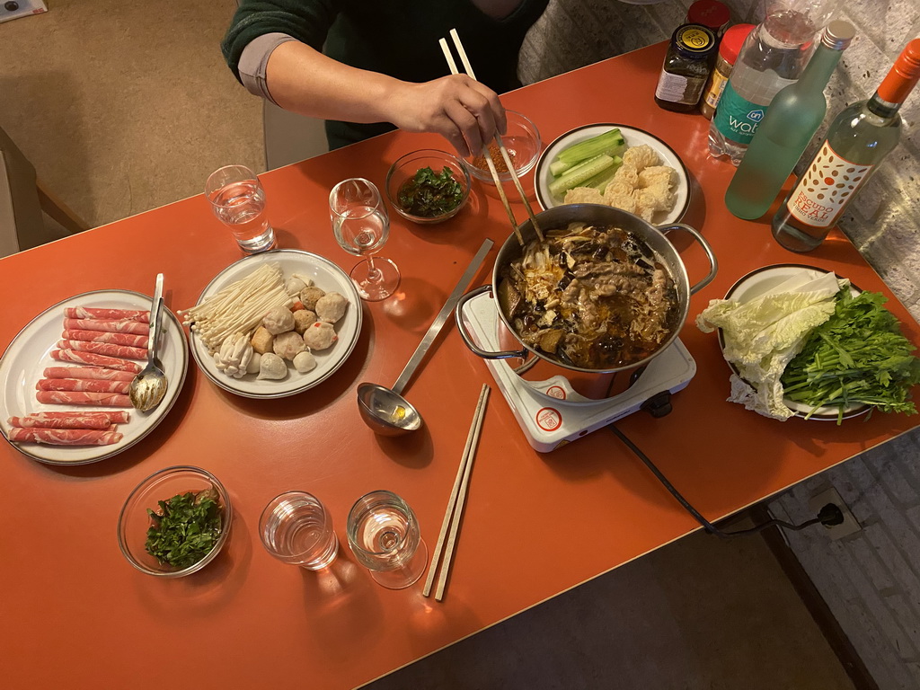 Hotpot in the living room at the ground floor of our apartment at Holiday Park AquaDelta