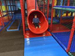 Max on the slide at the Kinderland playground at Holiday Park AquaDelta