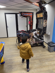 Max at the gaming room at Holiday Park AquaDelta