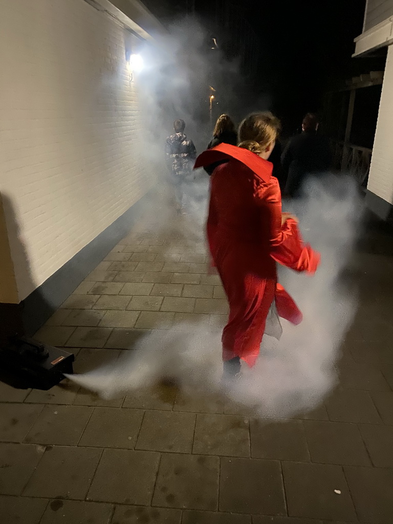 Person dressed as a monster at the start of the Halloween Ghost Tour at Holiday Park AquaDelta