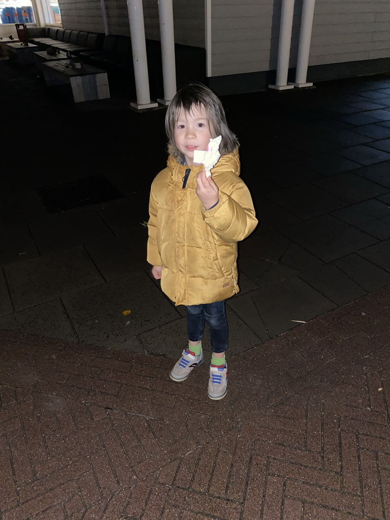 Max with a ghost lollipop at the end of the Halloween Ghost Tour at Holiday Park AquaDelta