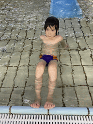 Max at the children`s pool at the swimming pool at Holiday Park AquaDelta