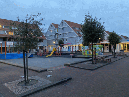 The central square of Holiday Park AquaDelta, at sunrise