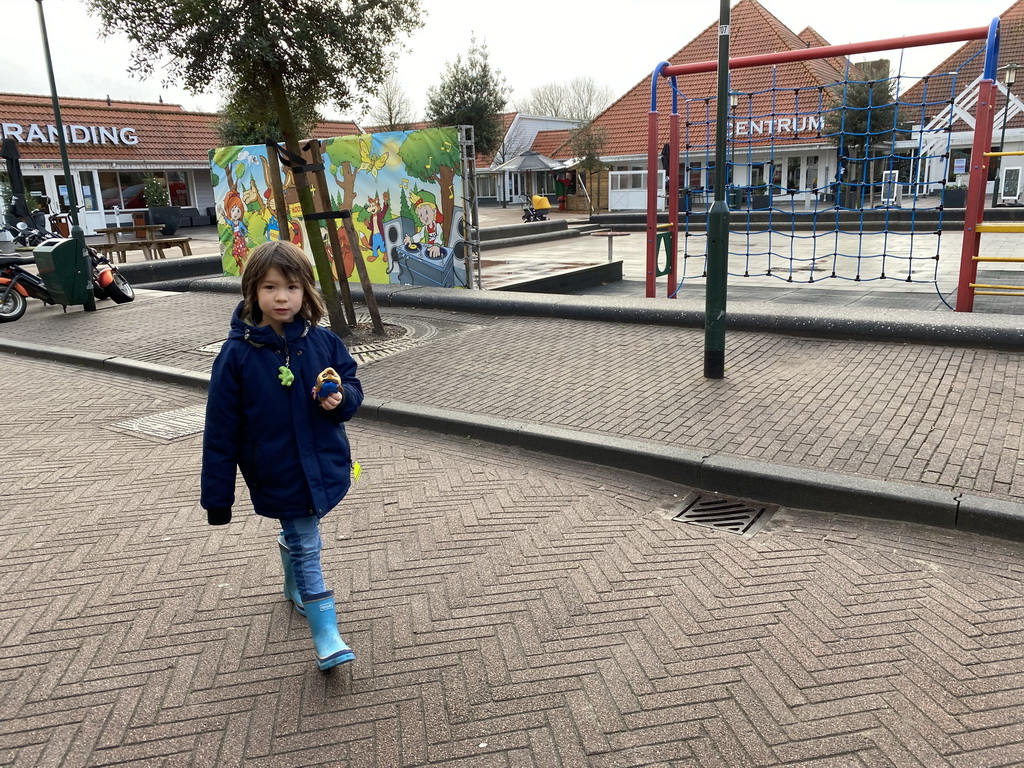 Max with a toy at the central square of Holiday Park AquaDelta