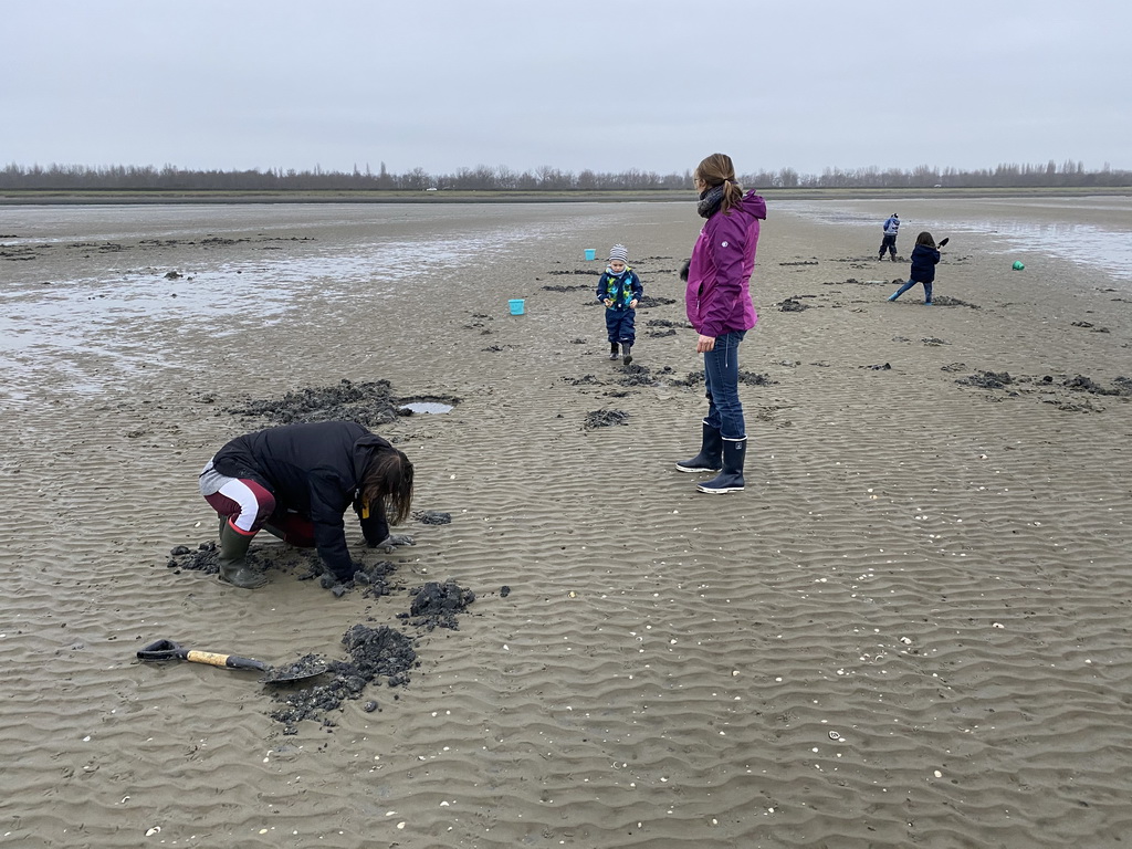 Miaomiao, Max and our friends looking for seashells at the south side of the Grevelingendam