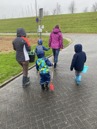 Max and our friends walking from the Holiday Park AquaDelta to the Werkhaven beach