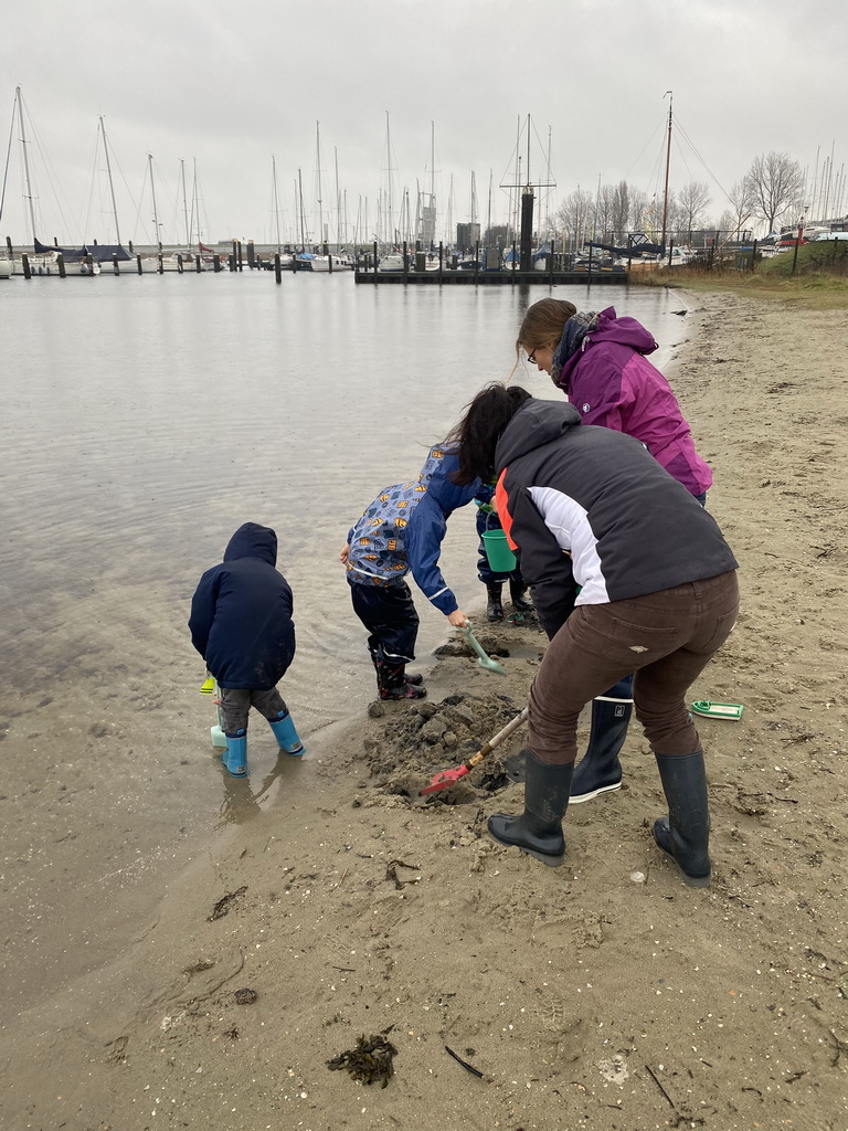 Max and our friends making a sand castle at the Werkhaven beach