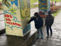 Max and his friend with graffiti at the tunnel at the Noorddijk street