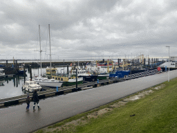 Miaomiao and our friend with boats in the Harbour of Bruinisse