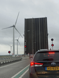 The Krammersluizen sluices, viewed from the car