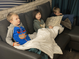 Max and his friends at the living room at the ground floor of our apartment at Holiday Park AquaDelta