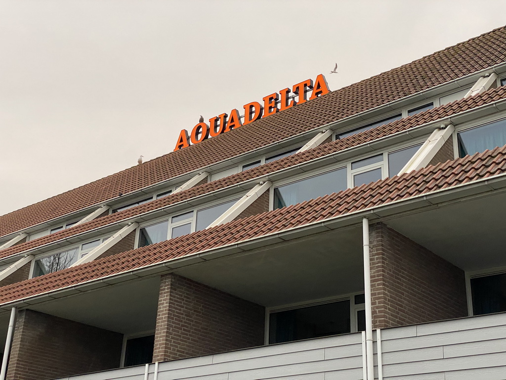 Sign on top of the Galjoen building at Holiday Park AquaDelta