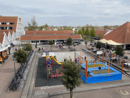 The central square of Holiday Park AquaDelta, viewed from the balcony of the upper floor of our apartment