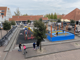 The central square of Holiday Park AquaDelta, viewed from the balcony of the lower floor of our apartment