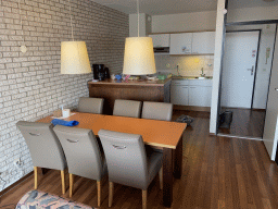 The living room and kitchen at the upper floor of our apartment at Holiday Park AquaDelta