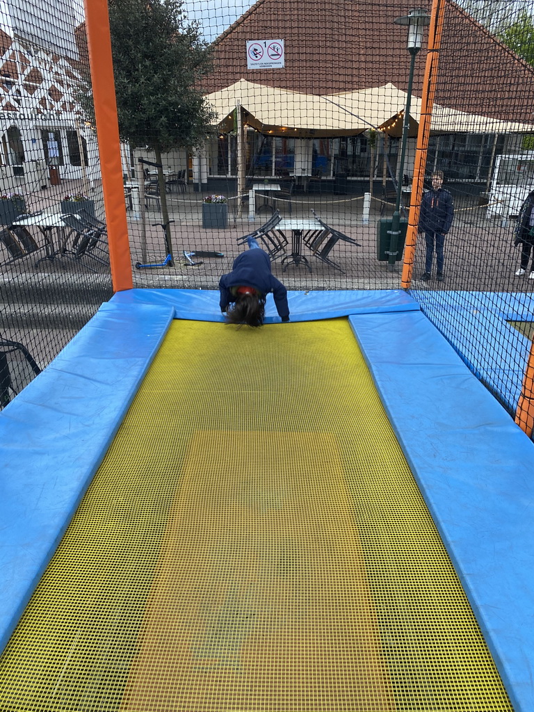 Max on the trampoline at the playground at the central square of Holiday Park AquaDelta