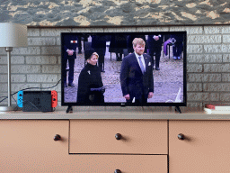 TV screen with Remembrance Day in the living room at the upper floor of our apartment at Holiday Park AquaDelta