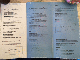 Menu of the Restaurant De Meeuw