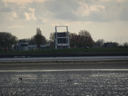 The Grevelingensluis sluice, viewed from the beach at the south side of the Grevelingendam