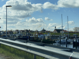 Boats in the Harbour of Bruinisse, viewed from our car at the Grevelingensluis sluice