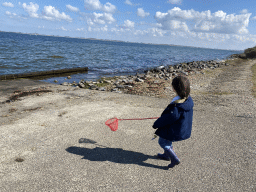 Max catching crabs at the northwest side of the Grevelingendam