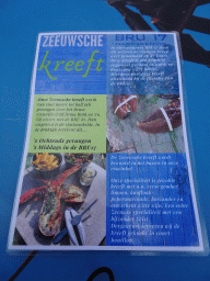 Information on the lobster at the terrace of the Bru 17 restaurant