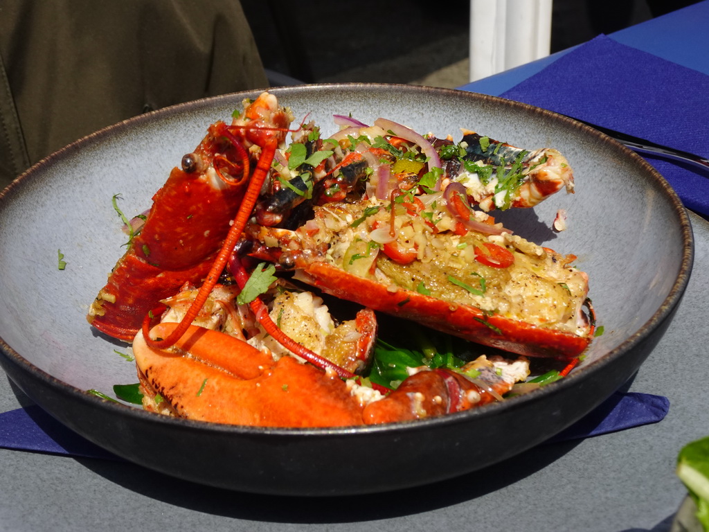 Lobster at the terrace of the Bru 17 restaurant