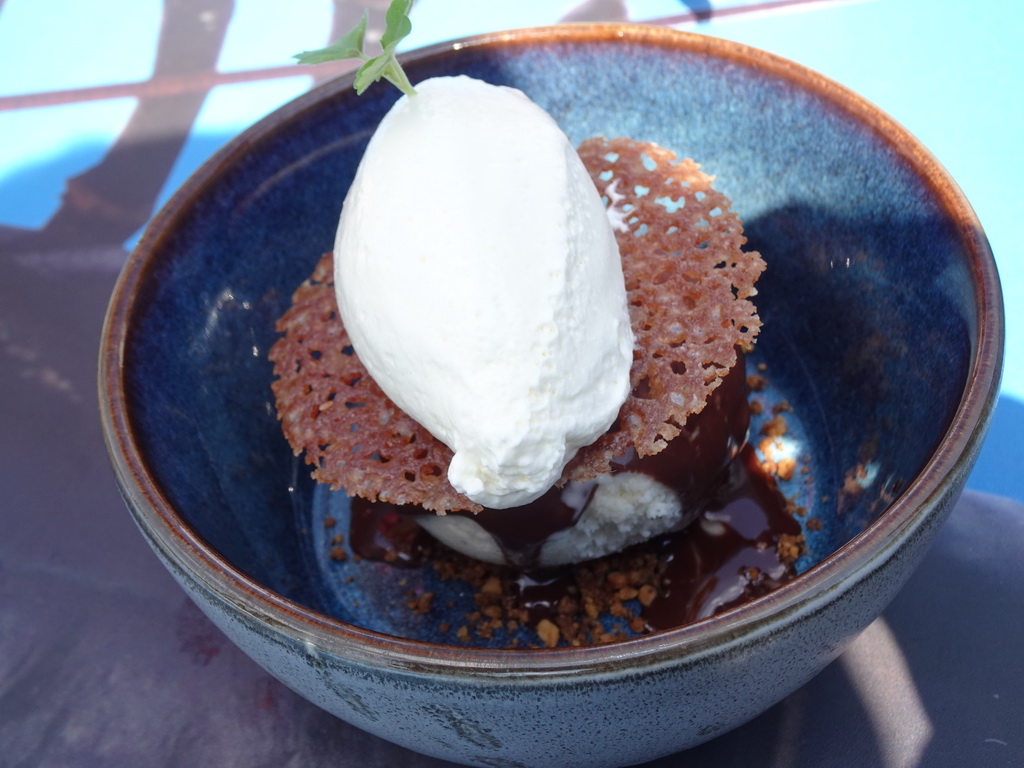 Children`s dessert at the terrace of the Bru 17 restaurant