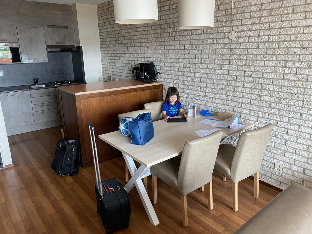 Max in the living room at the upper floor of our apartment at Holiday Park AquaDelta