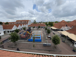 The central square of Holiday Park AquaDelta, viewed from the balcony of the upper floor of our apartment