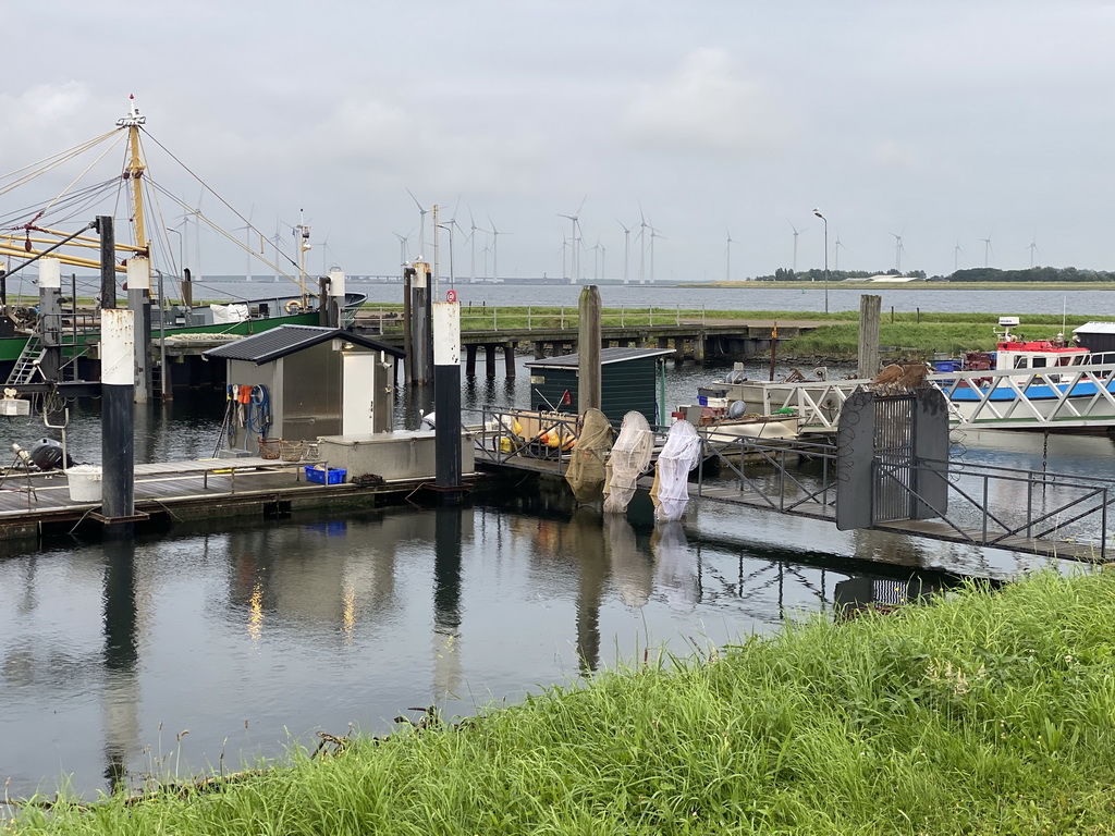 Houses, boats and fishing nets at the Vluchthaven harbour